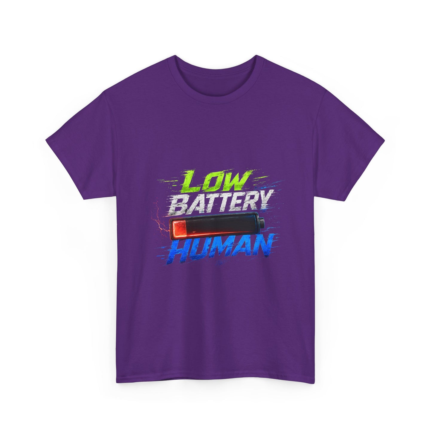 Low Battery Human T-Shirt – Funny Exhausted Gamer/Office Tee