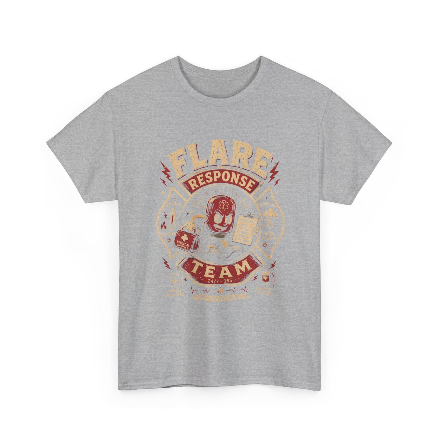 Flare Response Team T-Shirt – Retro Firefighter Skull Graphic Tee