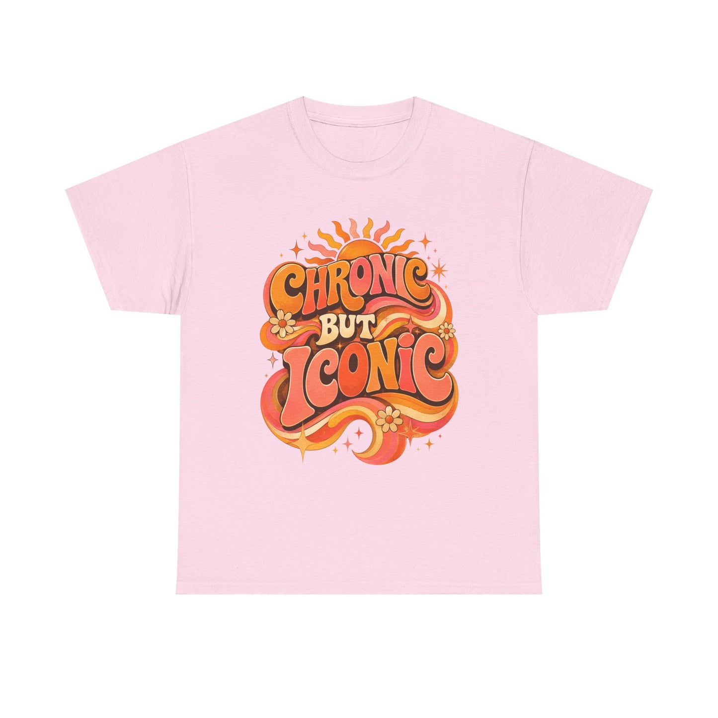 Chronic But Iconic T-Shirt — Retro 70s Sunflower Graphic Tee for Chronic Illness Awareness