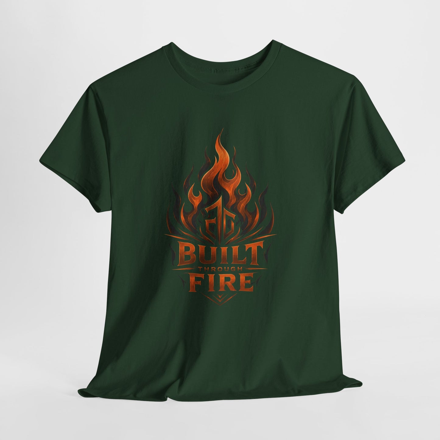 Built Through Fire T-Shirt — Flame Logo Graphic Tee
