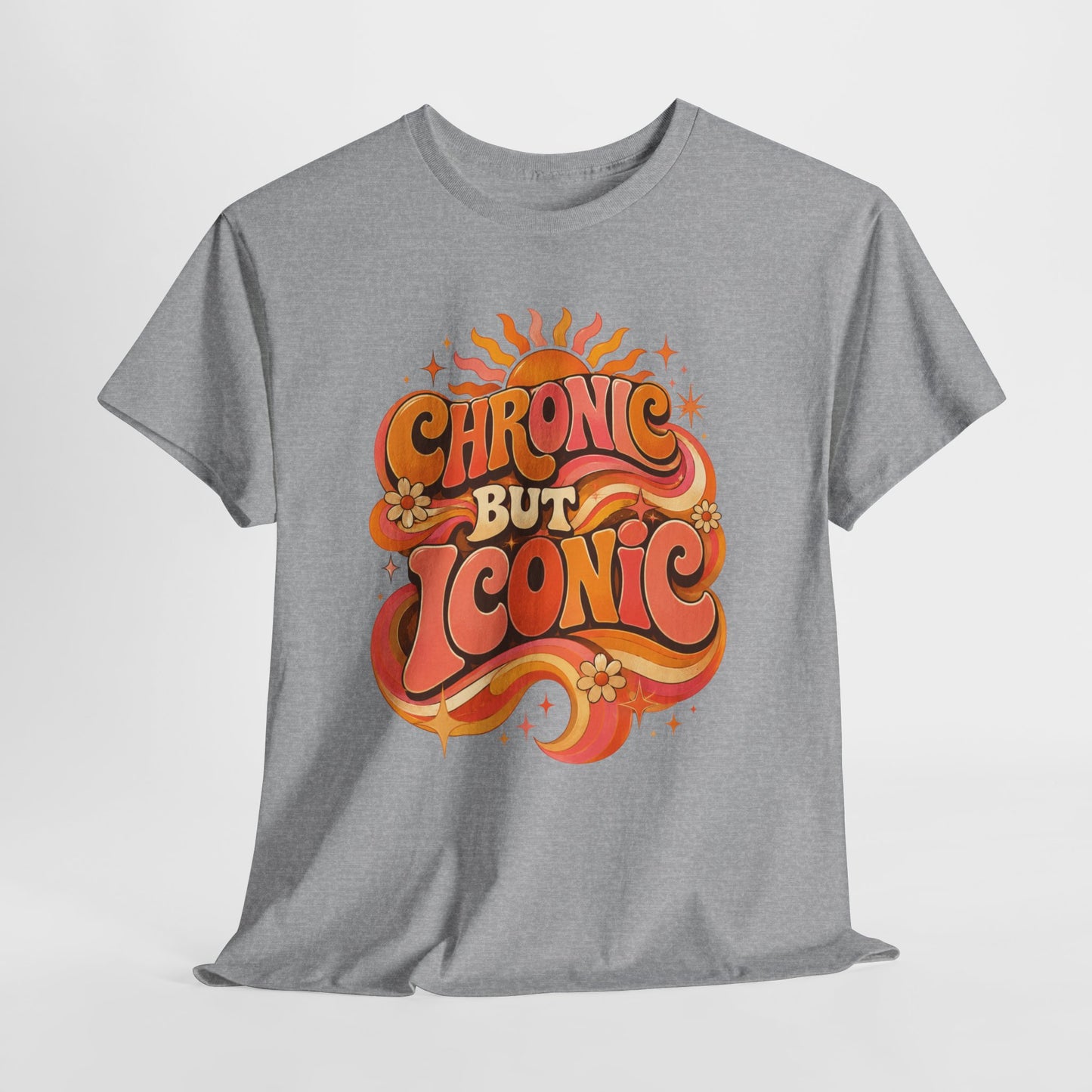 Chronic But Iconic T-Shirt — Retro 70s Sunflower Graphic Tee for Chronic Illness Awareness