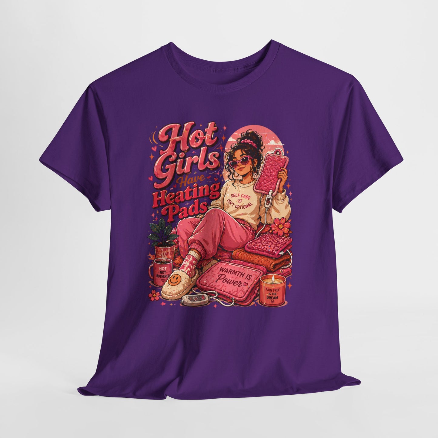 Hot Girls Have Heating Pads T‑Shirt — Retro Self‑Care Graphic Tee