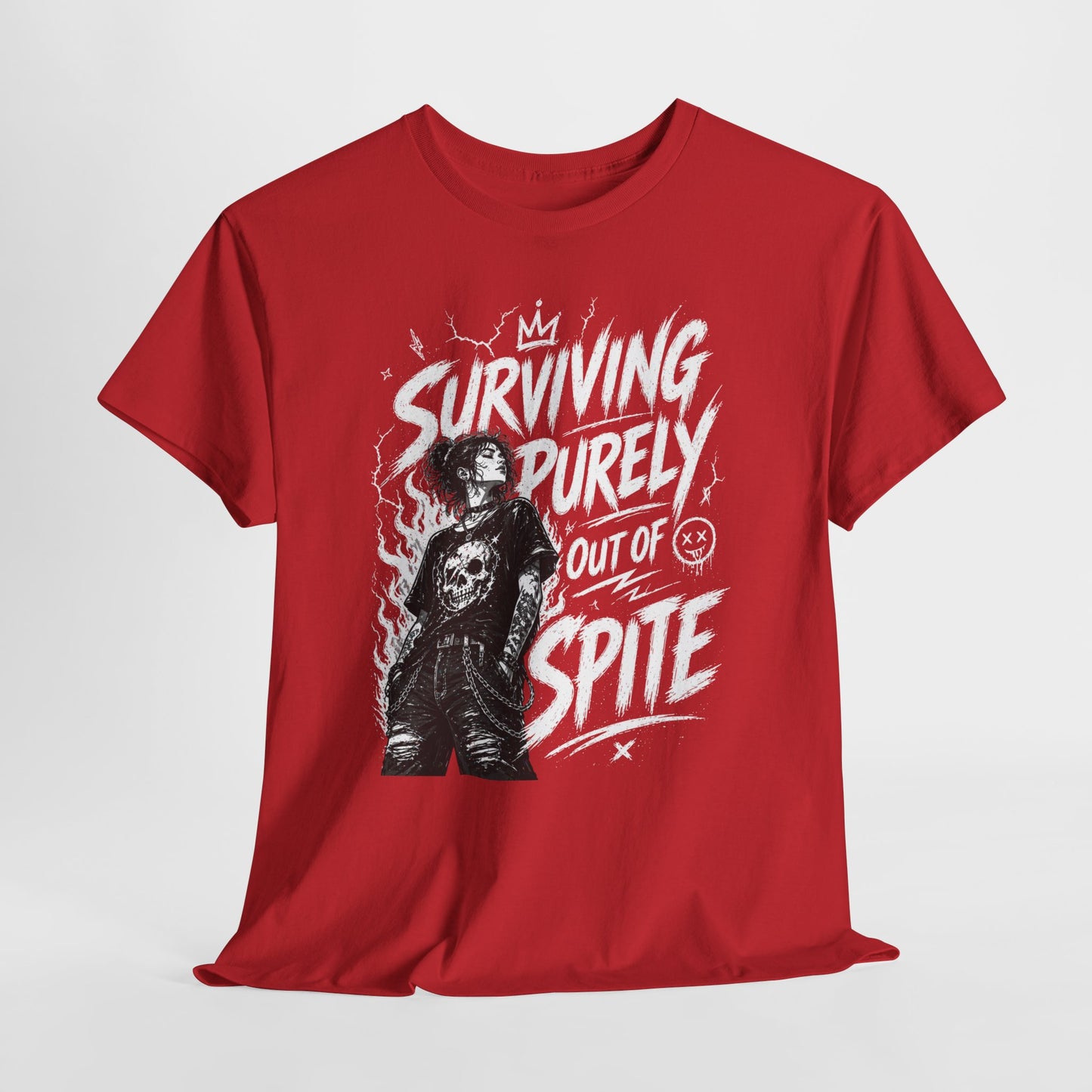 Surviving Purely Out Of Spite Tee — Edgy Motivational Graphic T-Shirt