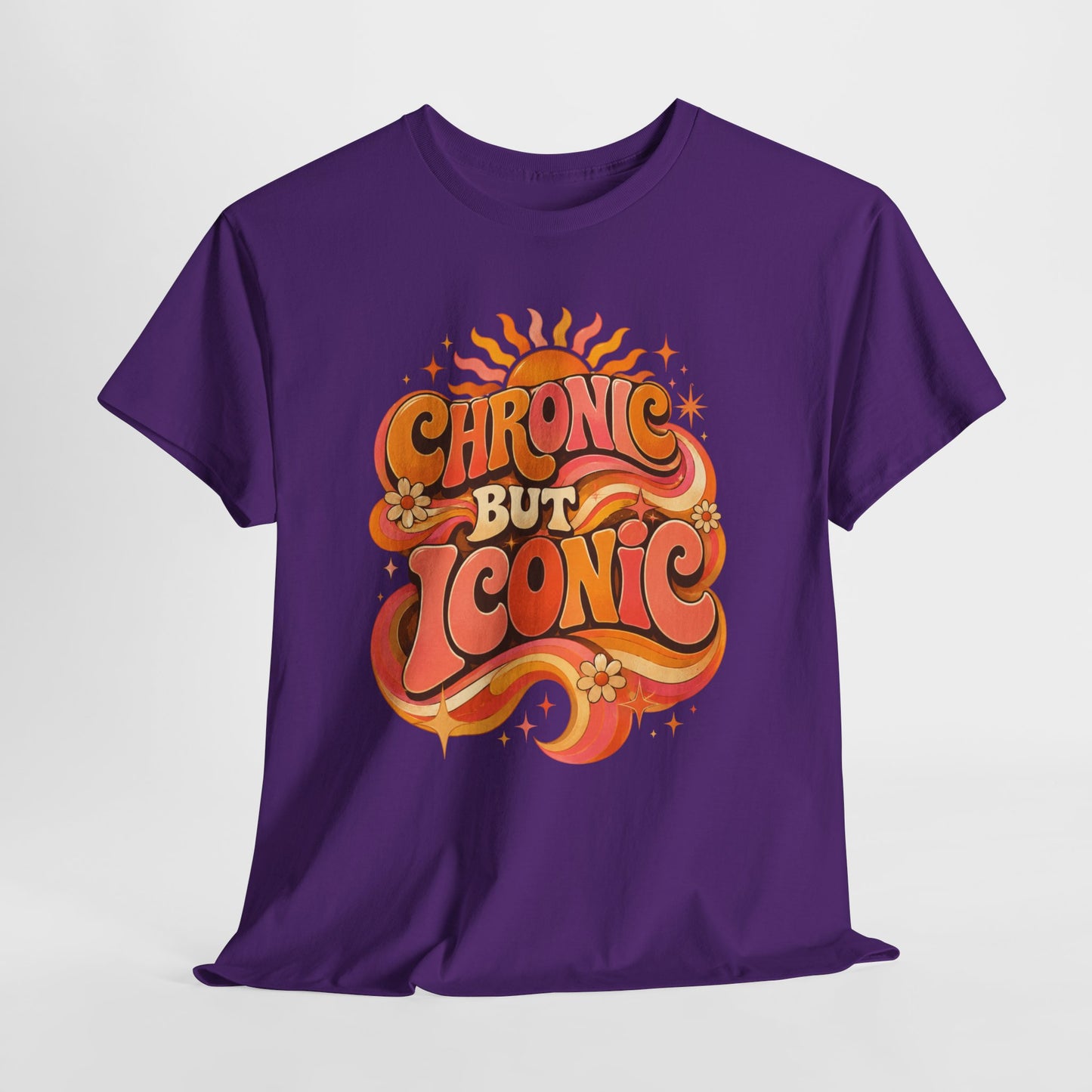 Chronic But Iconic T-Shirt — Retro 70s Sunflower Graphic Tee for Chronic Illness Awareness
