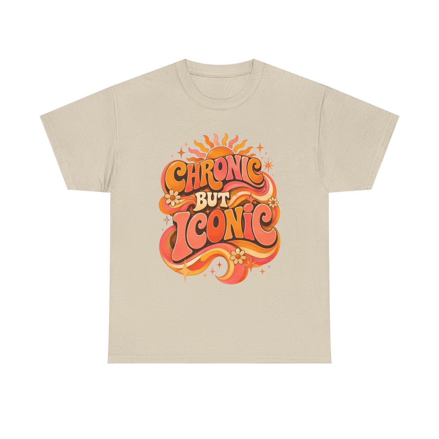 Chronic But Iconic T-Shirt — Retro 70s Sunflower Graphic Tee for Chronic Illness Awareness
