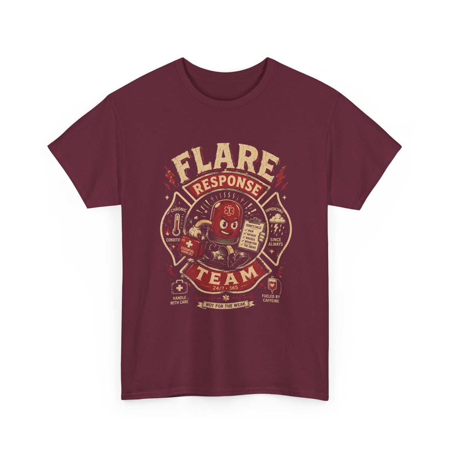 Flare Response Team T-Shirt – Retro Firefighter Skull Graphic Tee