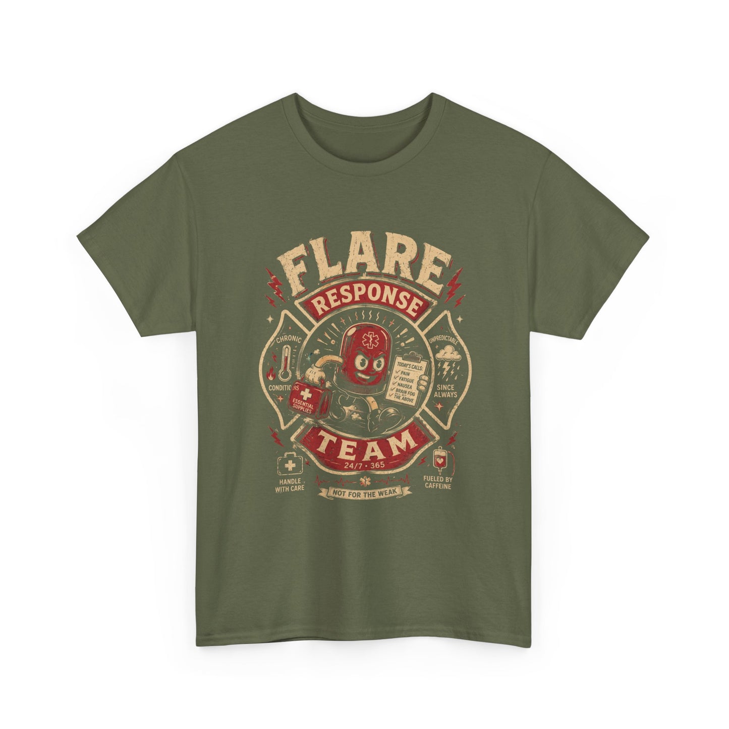Flare Response Team T-Shirt – Retro Firefighter Skull Graphic Tee