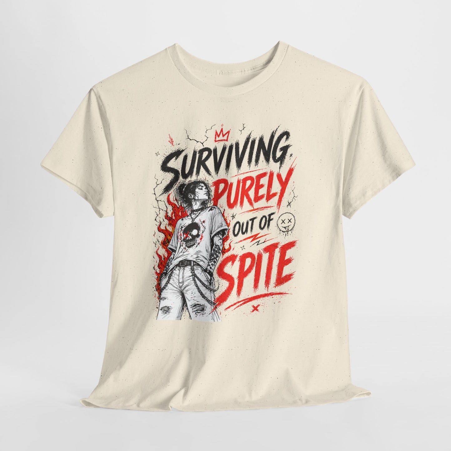 Surviving Purely Out Of Spite Tee — Edgy Motivational Graphic T-Shirt