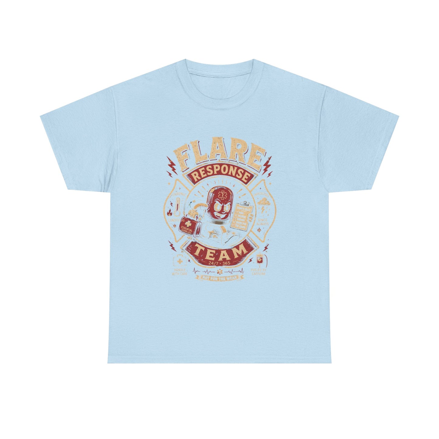Flare Response Team T-Shirt – Retro Firefighter Skull Graphic Tee