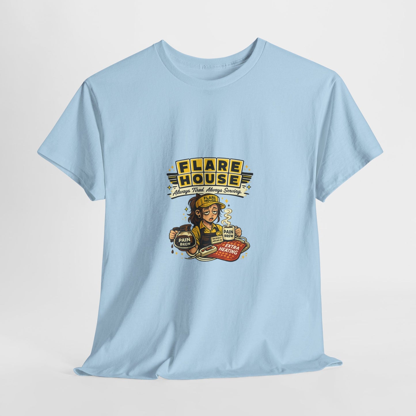Flare House Retro Diner Tee - Vintage Pin-Up Burger & Fries Graphic