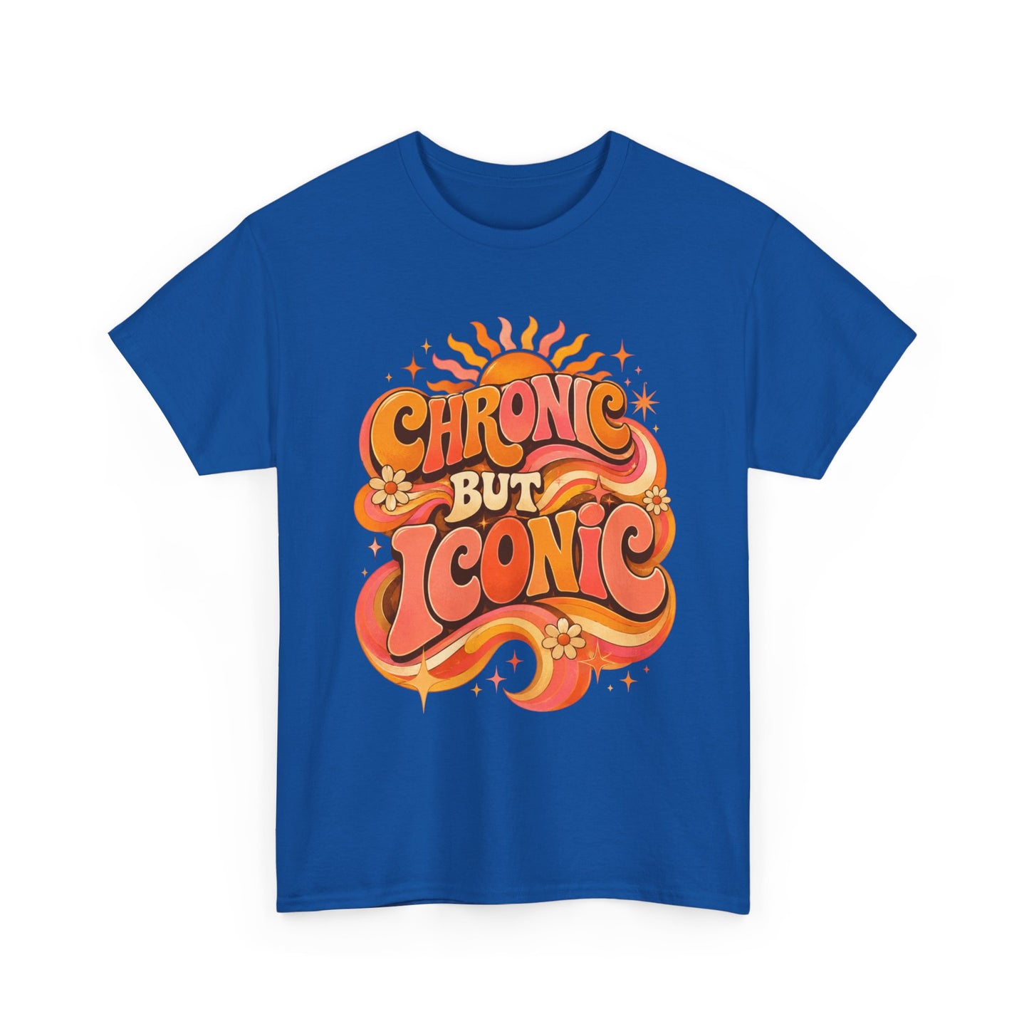 Chronic But Iconic T-Shirt — Retro 70s Sunflower Graphic Tee for Chronic Illness Awareness