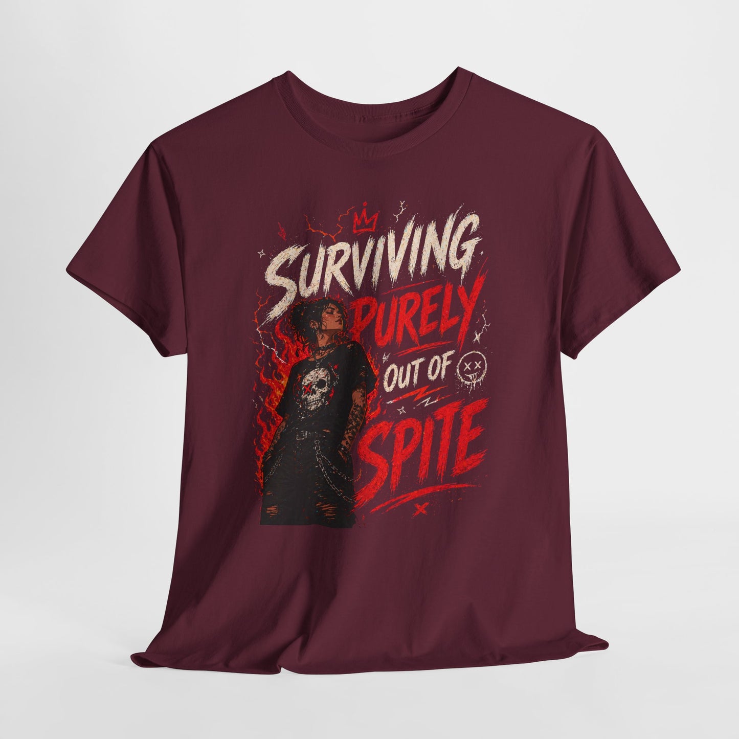 Surviving Purely Out Of Spite Tee — Edgy Motivational Graphic T-Shirt