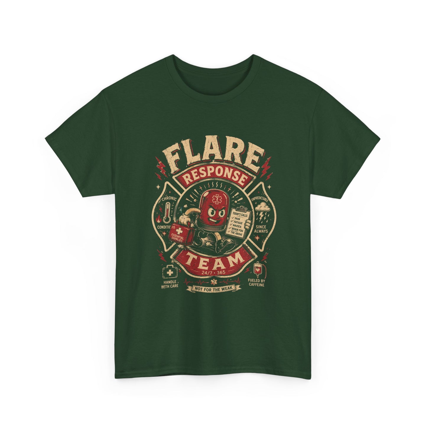 Flare Response Team T-Shirt – Retro Firefighter Skull Graphic Tee