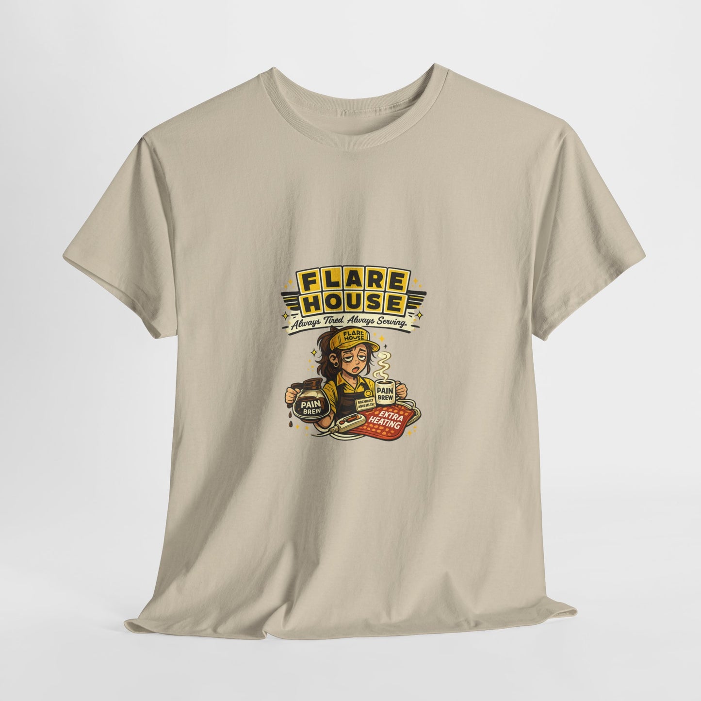 Flare House Retro Diner Tee - Vintage Pin-Up Burger & Fries Graphic