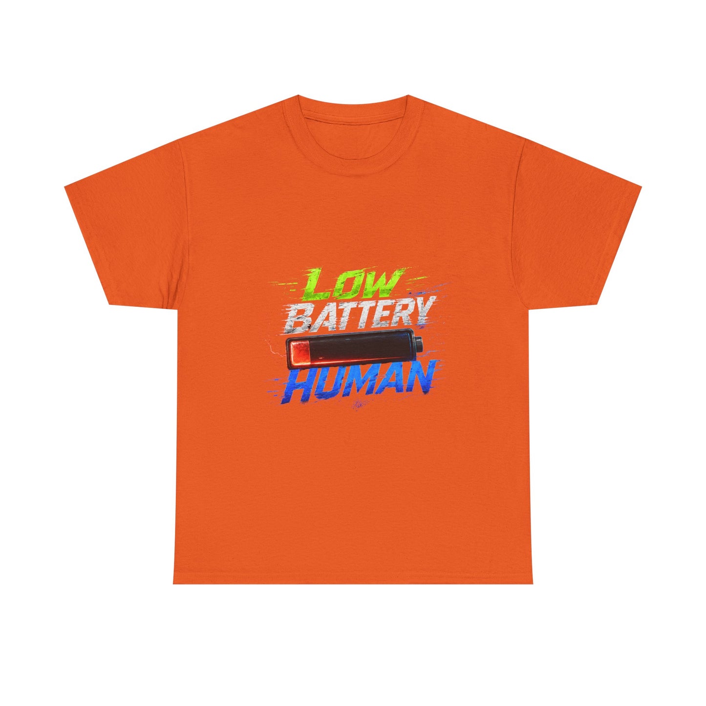 Low Battery Human T-Shirt – Funny Exhausted Gamer/Office Tee
