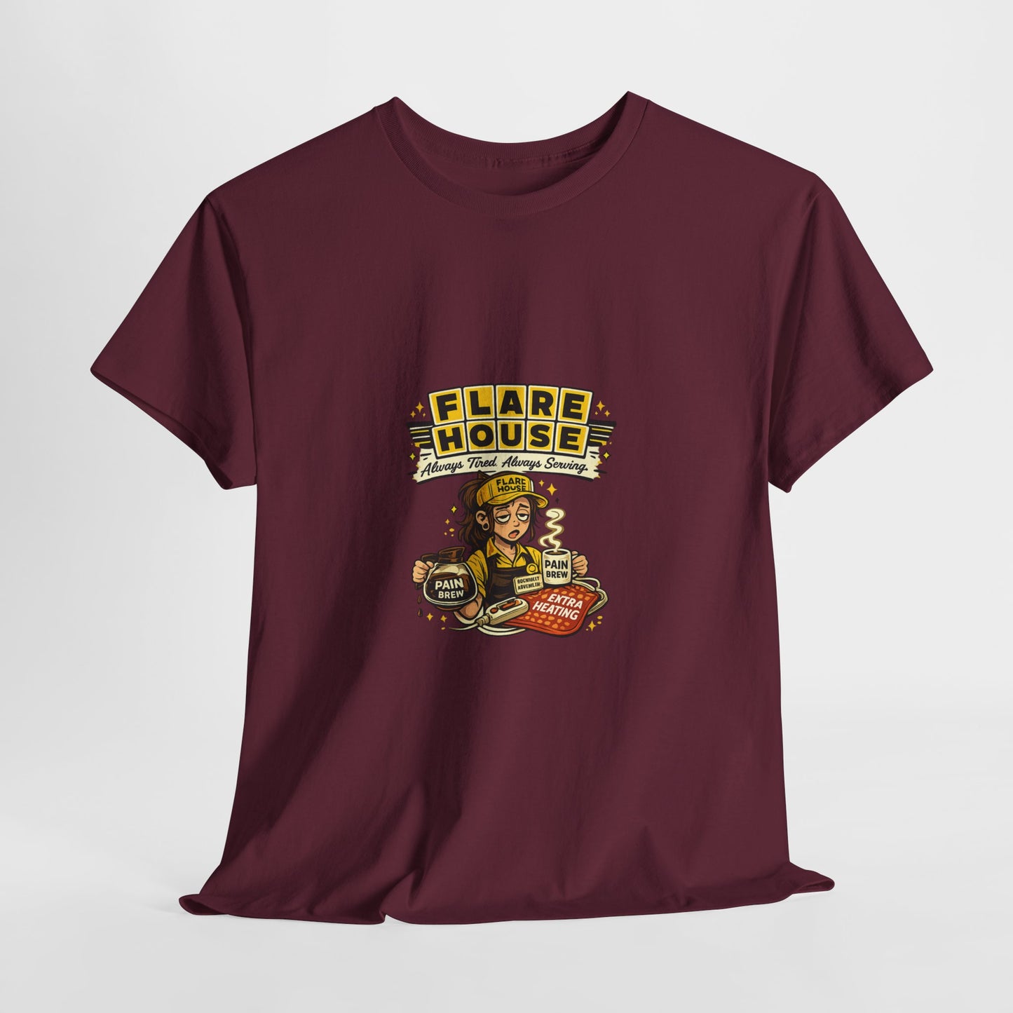 Flare House Retro Diner Tee - Vintage Pin-Up Burger & Fries Graphic