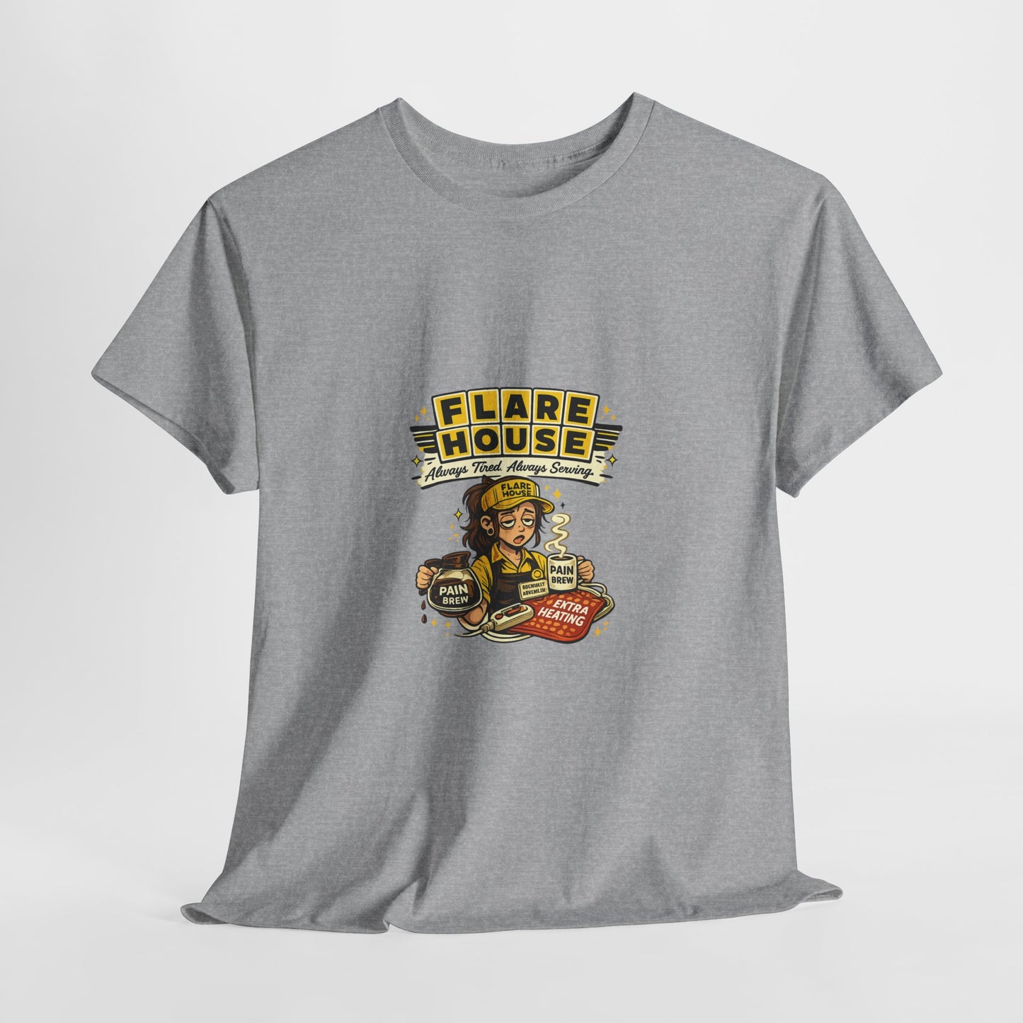 Flare House Retro Diner Tee - Vintage Pin-Up Burger & Fries Graphic