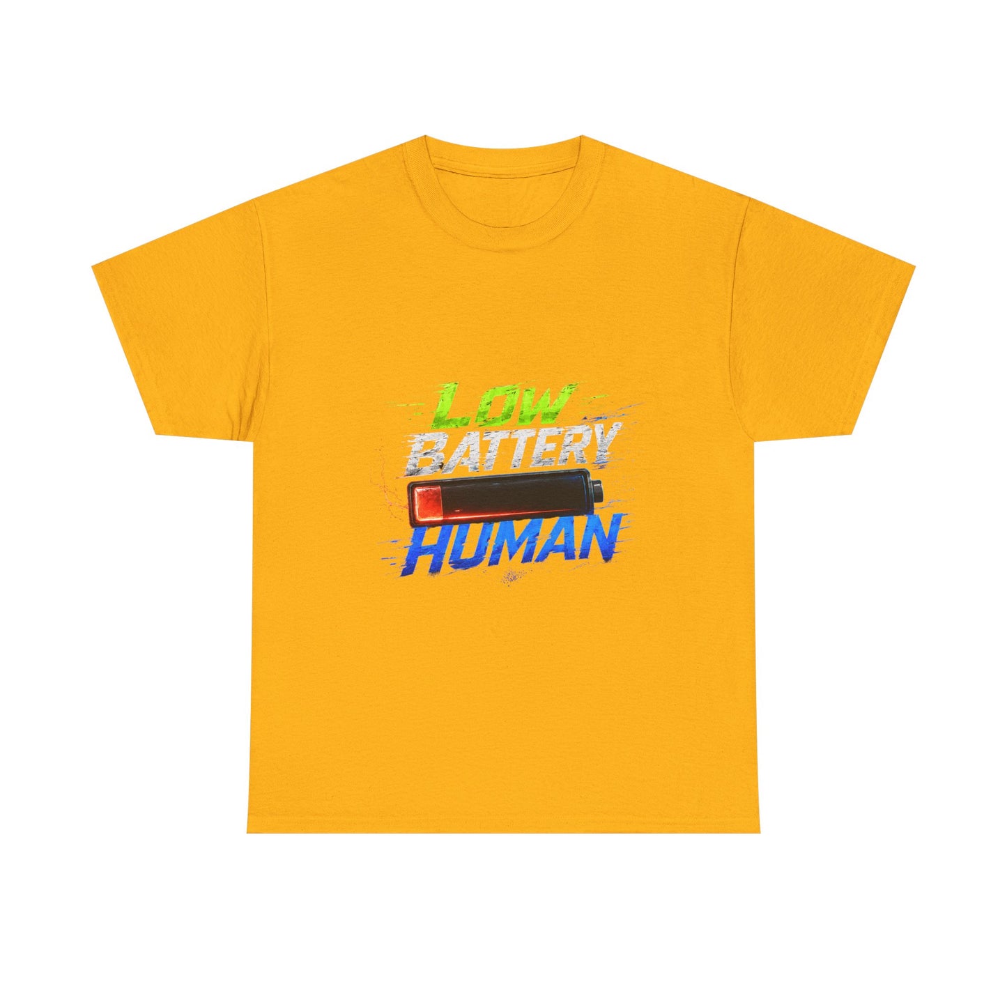 Low Battery Human T-Shirt – Funny Exhausted Gamer/Office Tee