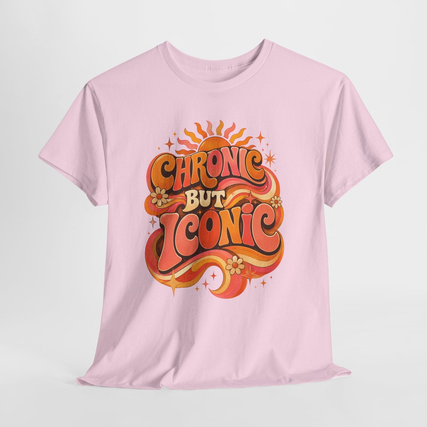 Chronic But Iconic T-Shirt — Retro 70s Sunflower Graphic Tee for Chronic Illness Awareness
