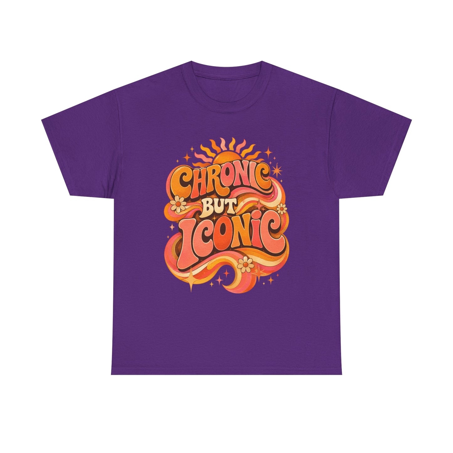 Chronic But Iconic T-Shirt — Retro 70s Sunflower Graphic Tee for Chronic Illness Awareness
