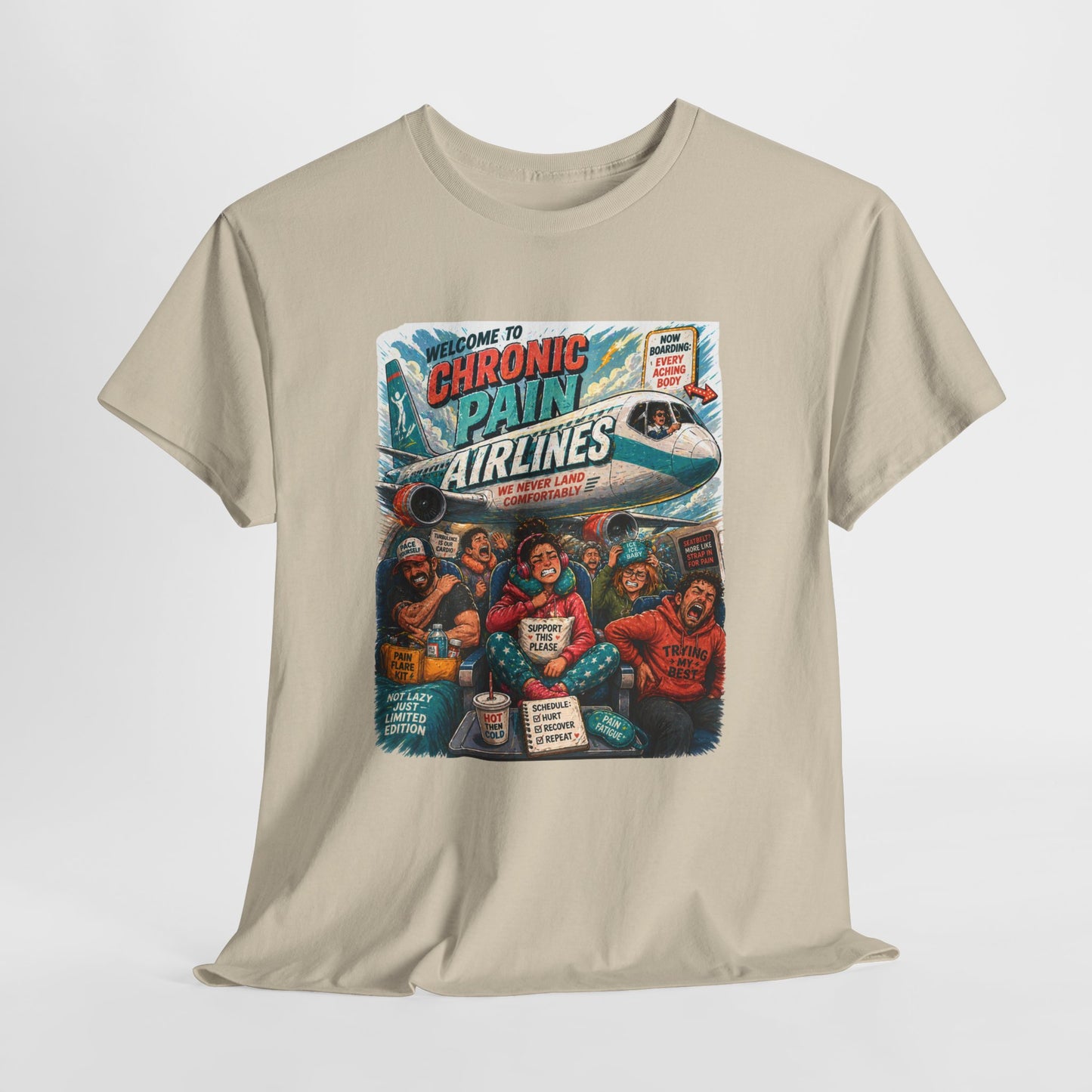 Chronic Pain Airlines Graphic Tee — Supportive Awareness Travel Vibe