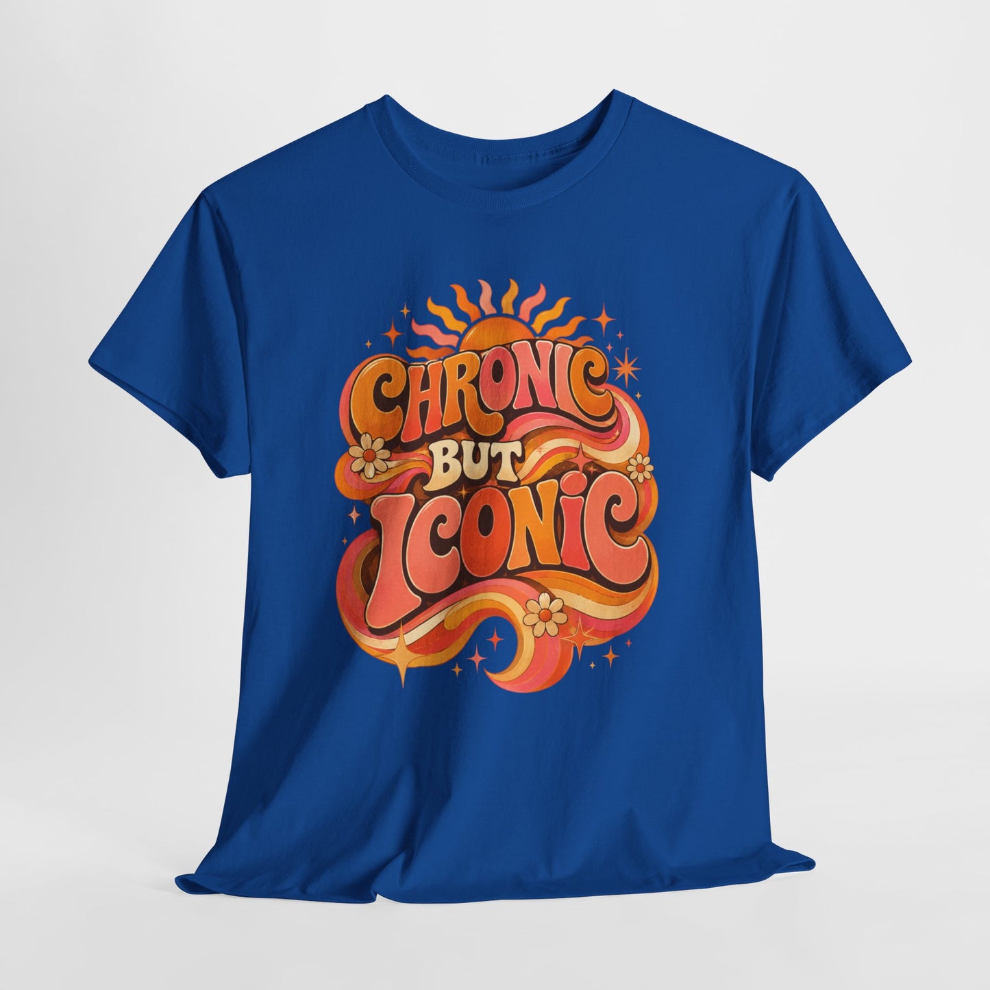 Chronic But Iconic T-Shirt — Retro 70s Sunflower Graphic Tee for Chronic Illness Awareness