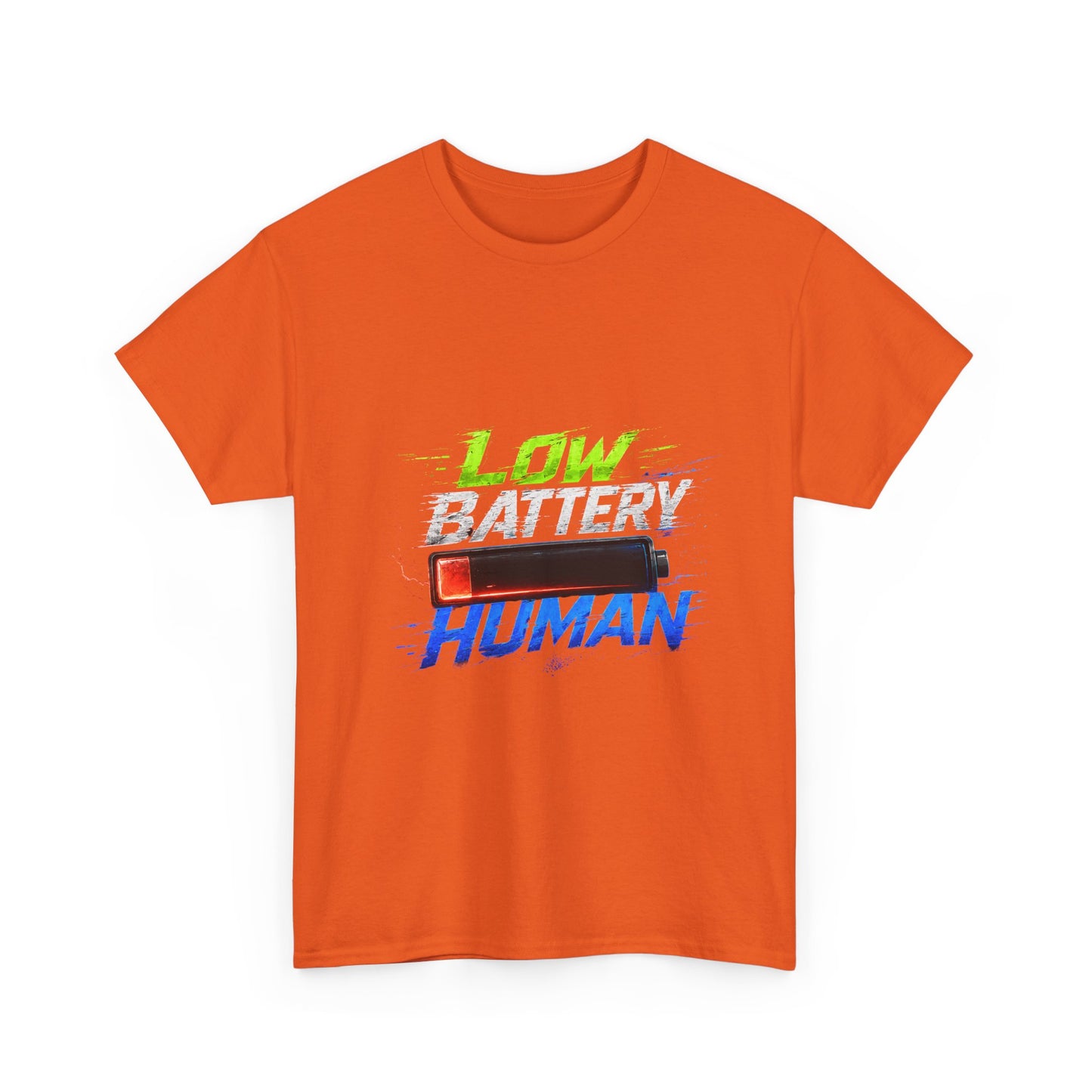 Low Battery Human T-Shirt – Funny Exhausted Gamer/Office Tee