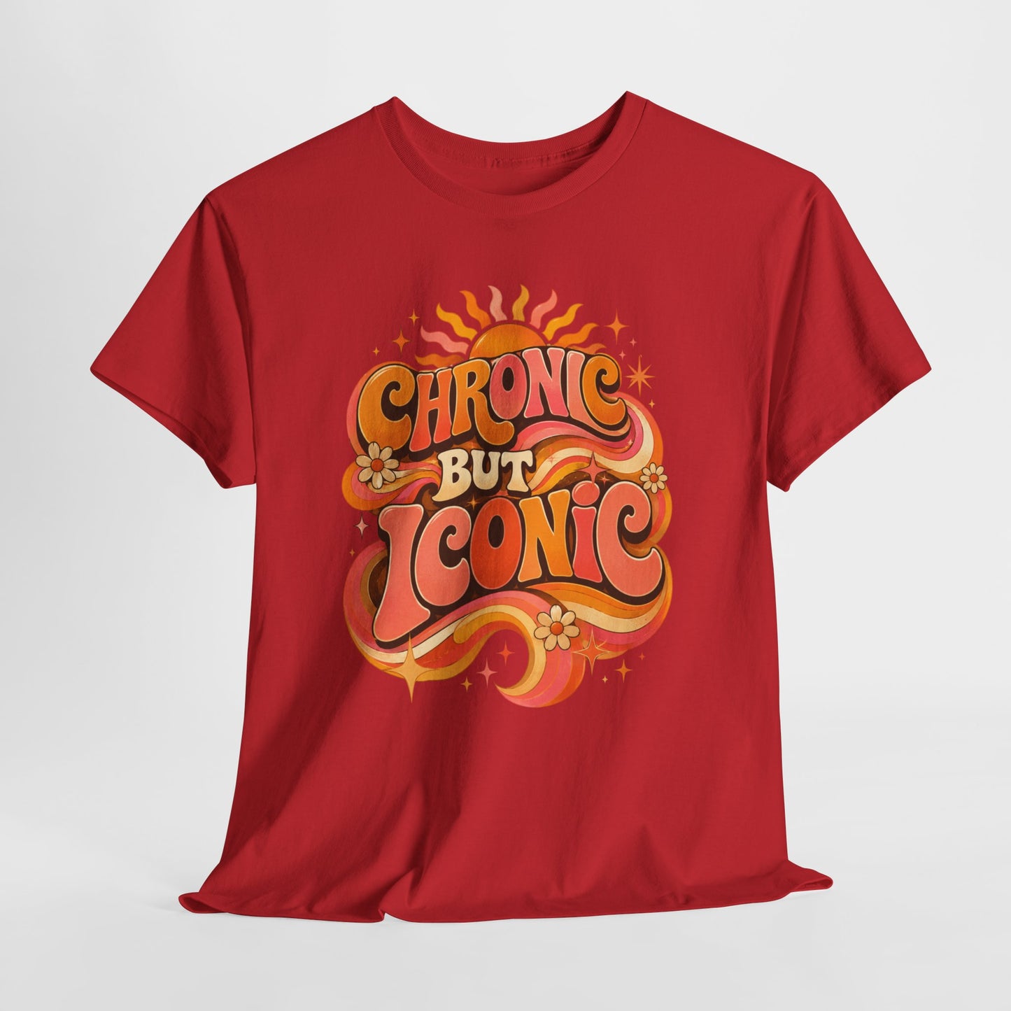 Chronic But Iconic T-Shirt — Retro 70s Sunflower Graphic Tee for Chronic Illness Awareness