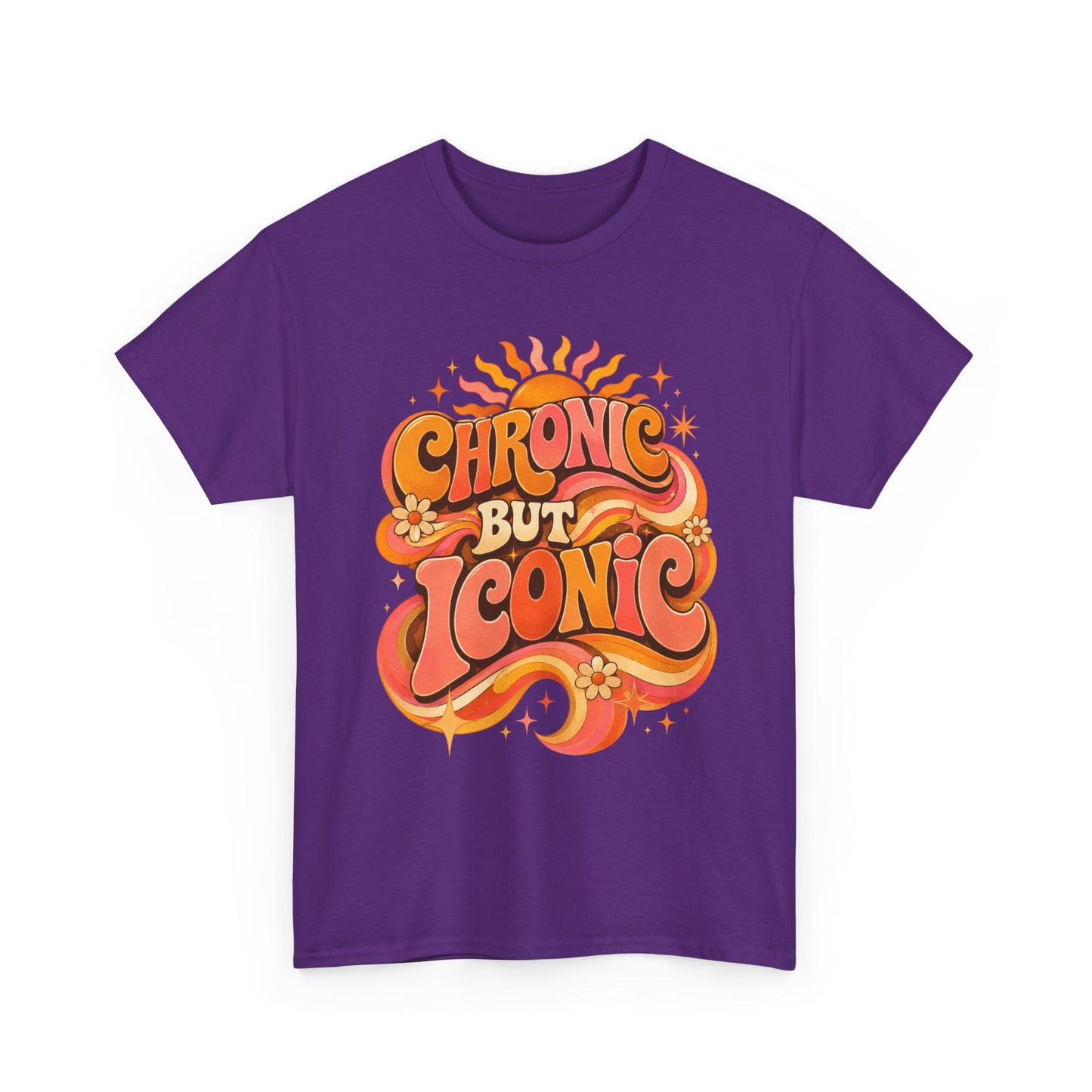 Chronic But Iconic T-Shirt — Retro 70s Sunflower Graphic Tee for Chronic Illness Awareness