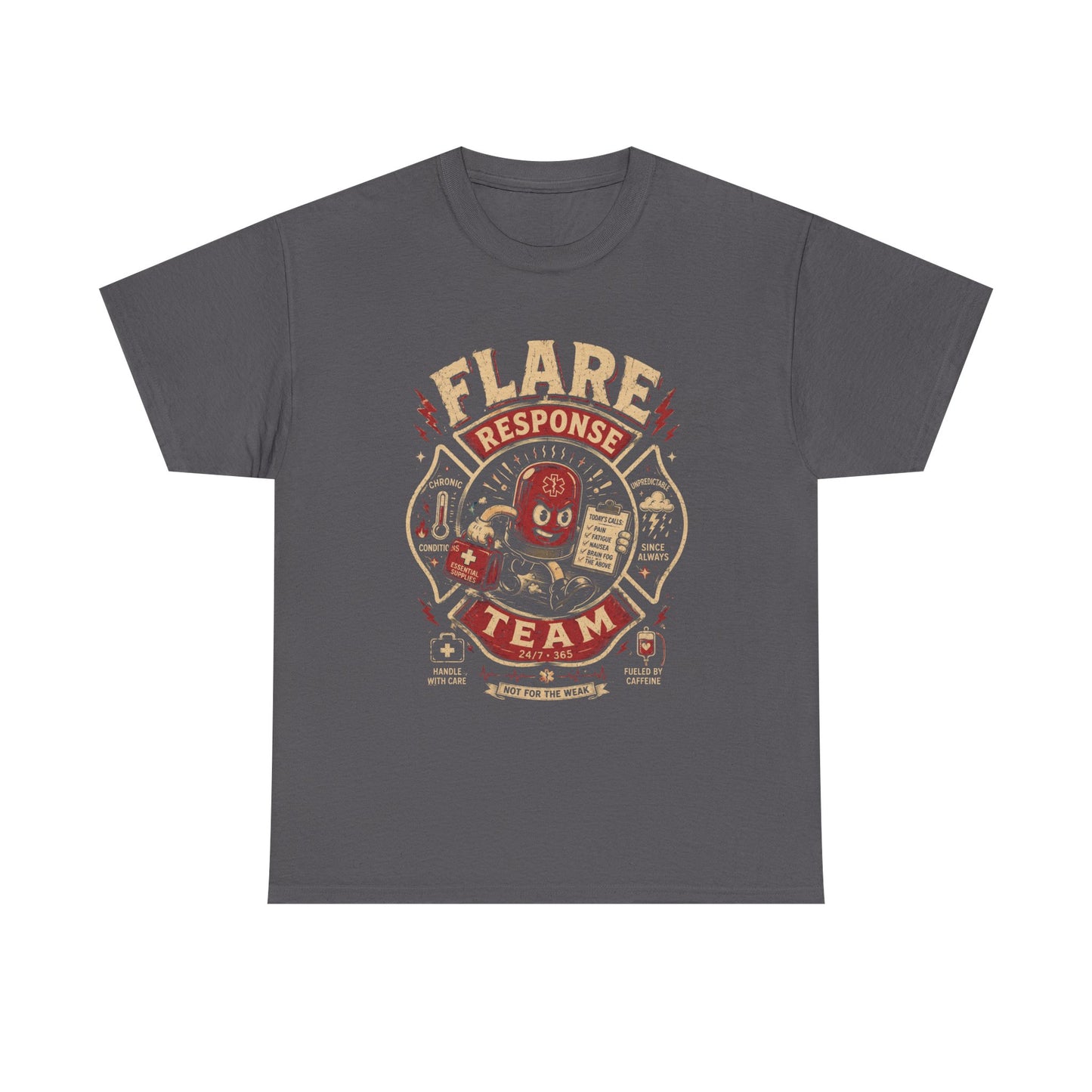 Flare Response Team T-Shirt – Retro Firefighter Skull Graphic Tee