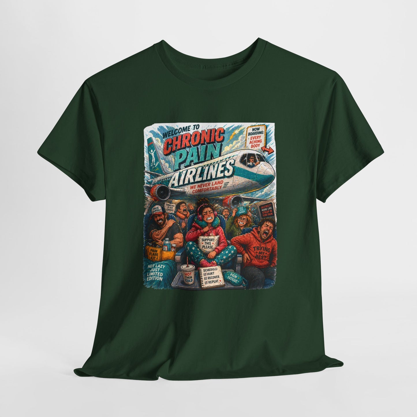 Chronic Pain Airlines Graphic Tee — Supportive Awareness Travel Vibe