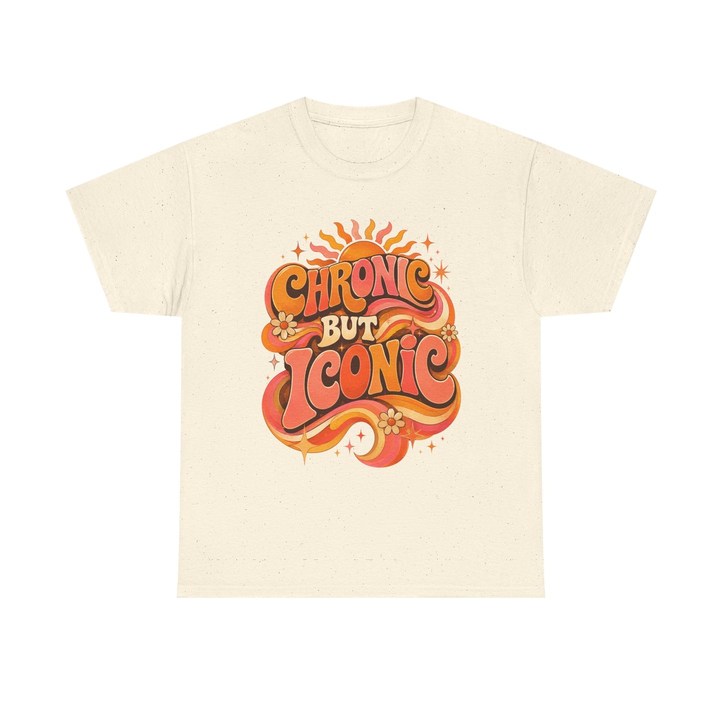 Chronic But Iconic T-Shirt — Retro 70s Sunflower Graphic Tee for Chronic Illness Awareness