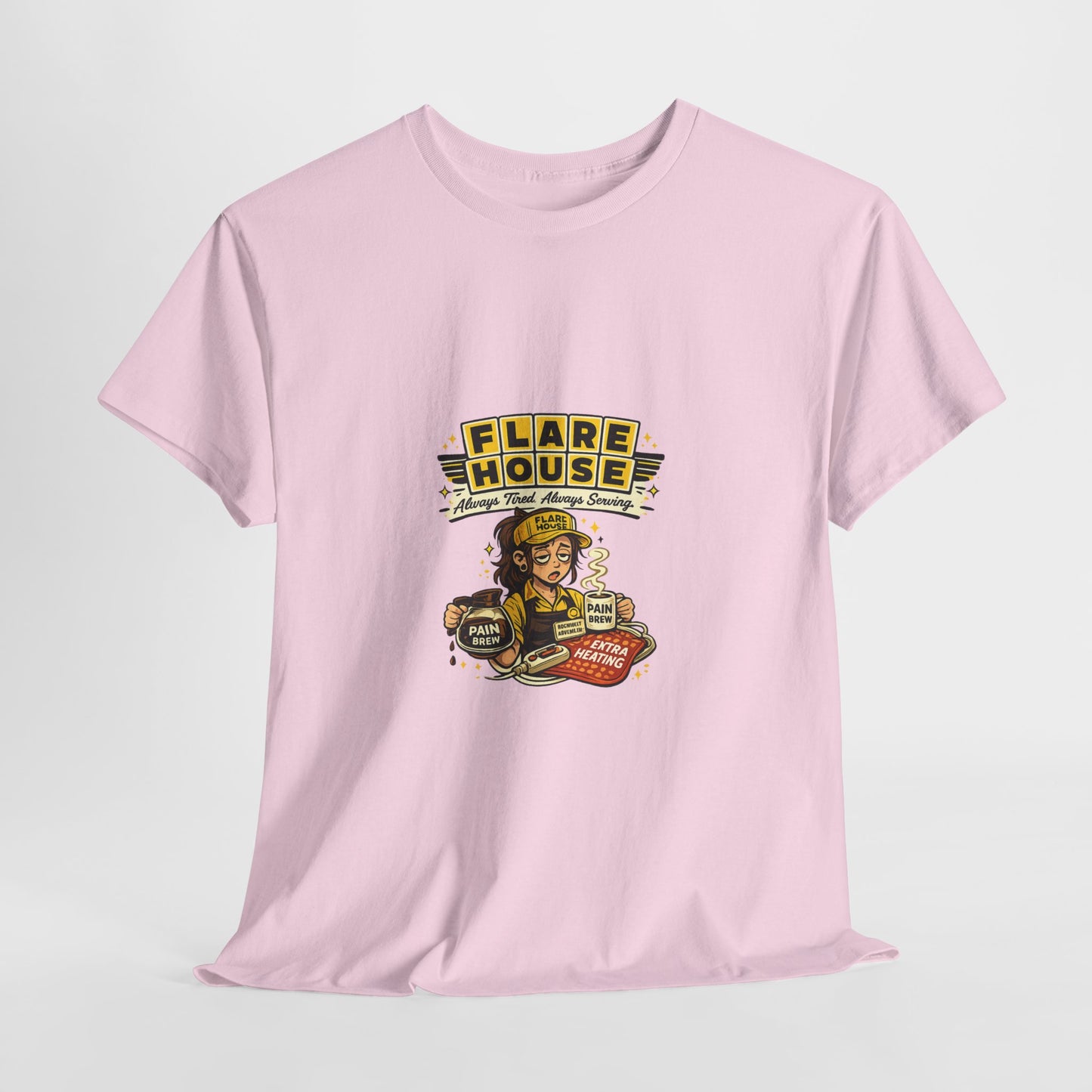 Flare House Retro Diner Tee - Vintage Pin-Up Burger & Fries Graphic