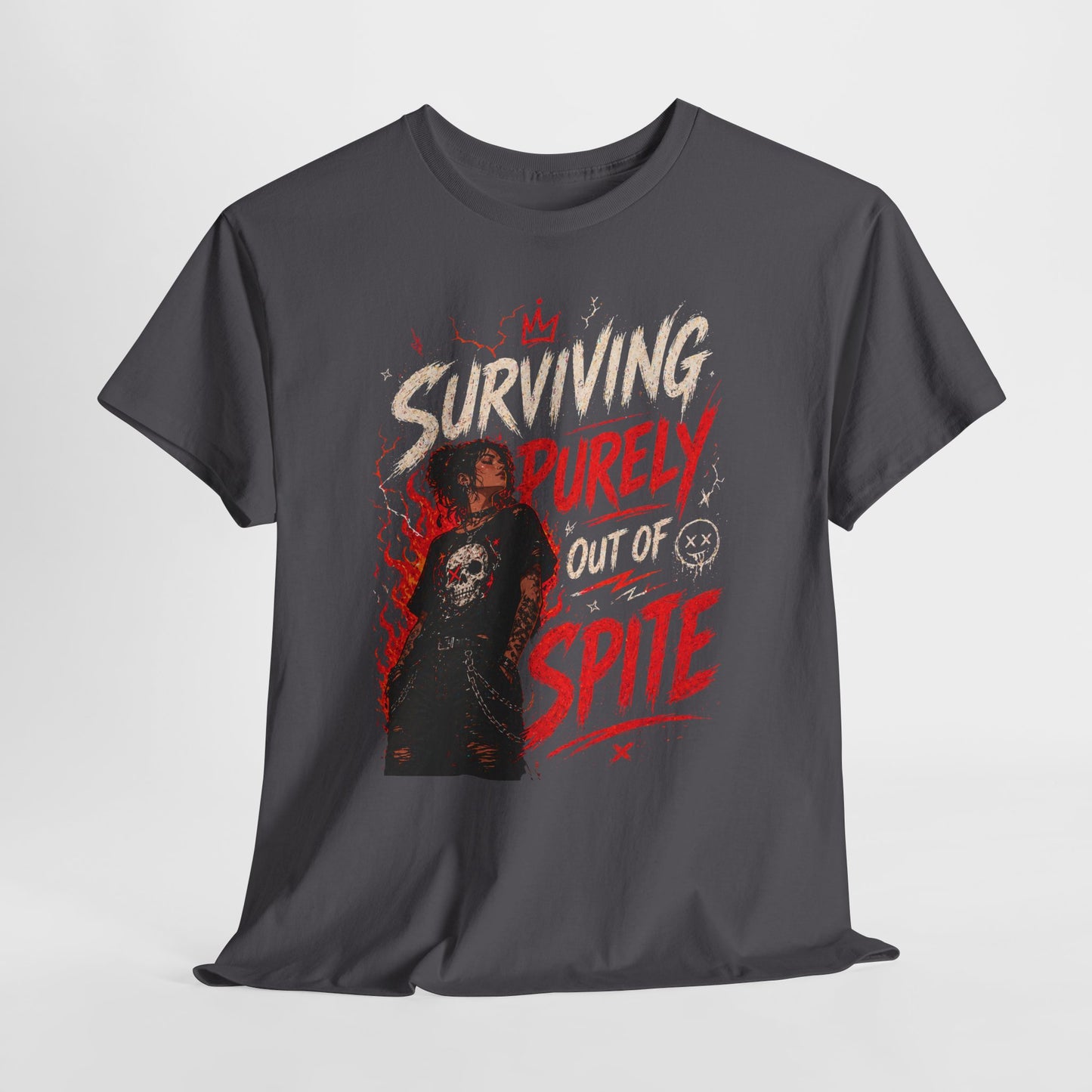 Surviving Purely Out Of Spite Tee — Edgy Motivational Graphic T-Shirt