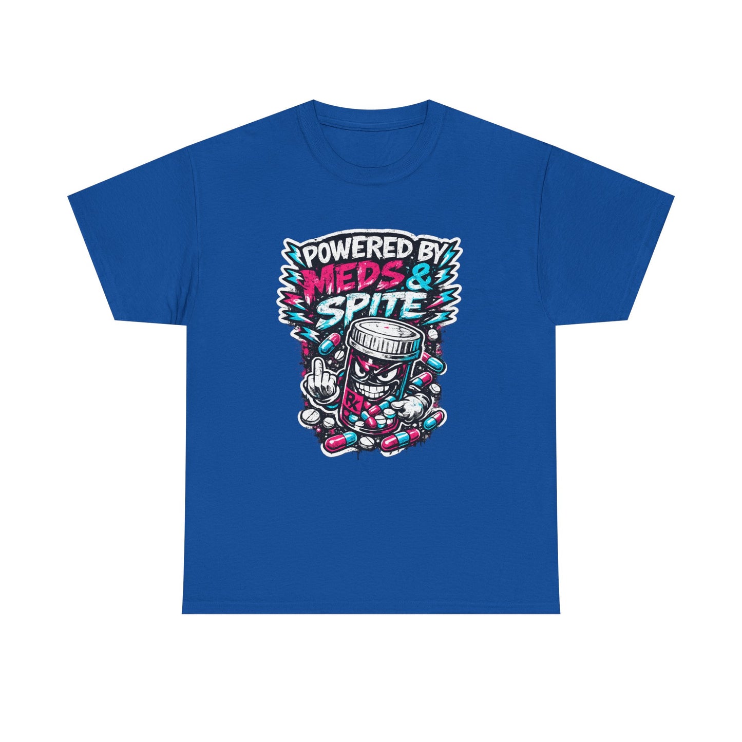 Powered By Meds & Spite T-Shirt — Funny Grunge Medication Graphic Tee