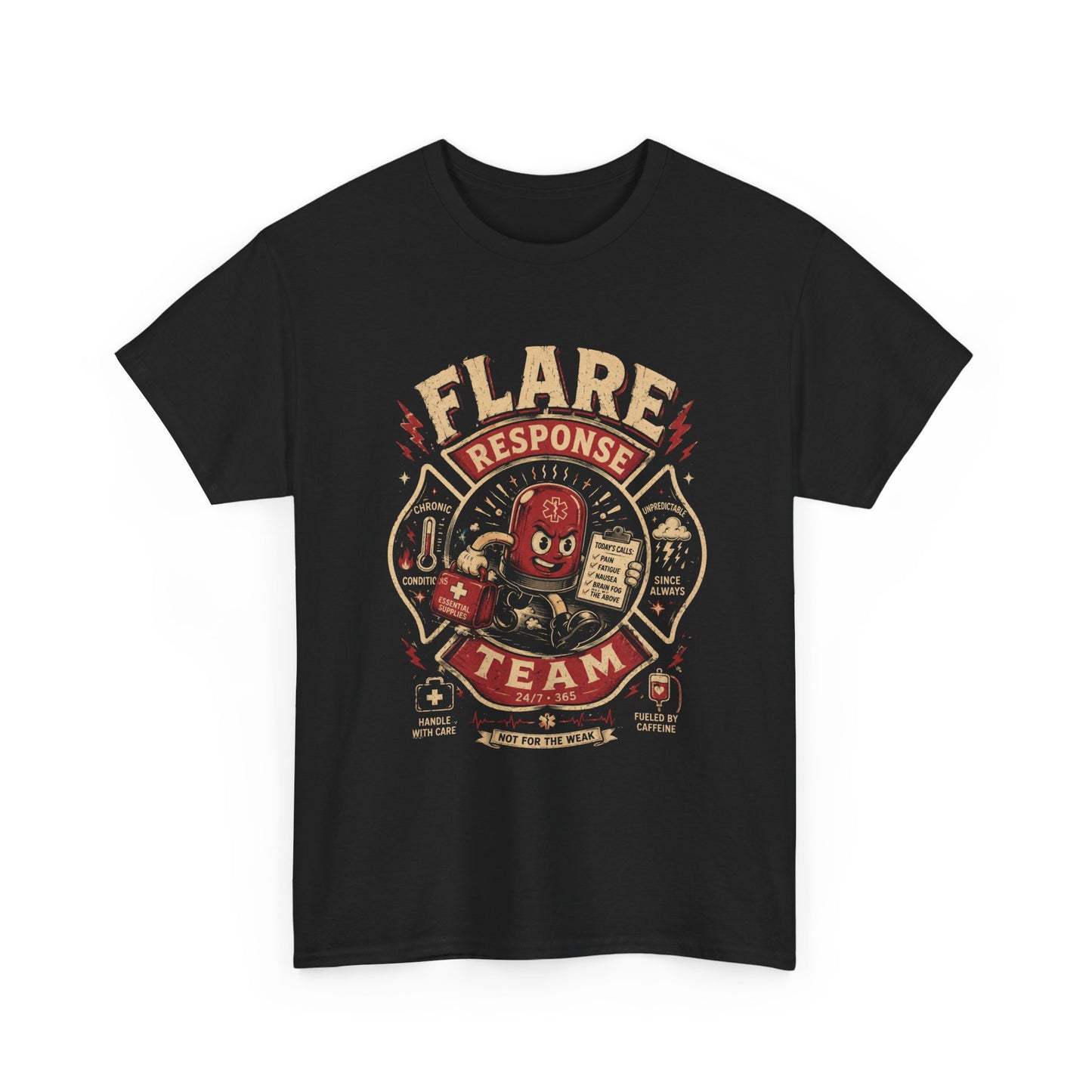 Flare Response Team T-Shirt – Retro Firefighter Skull Graphic Tee
