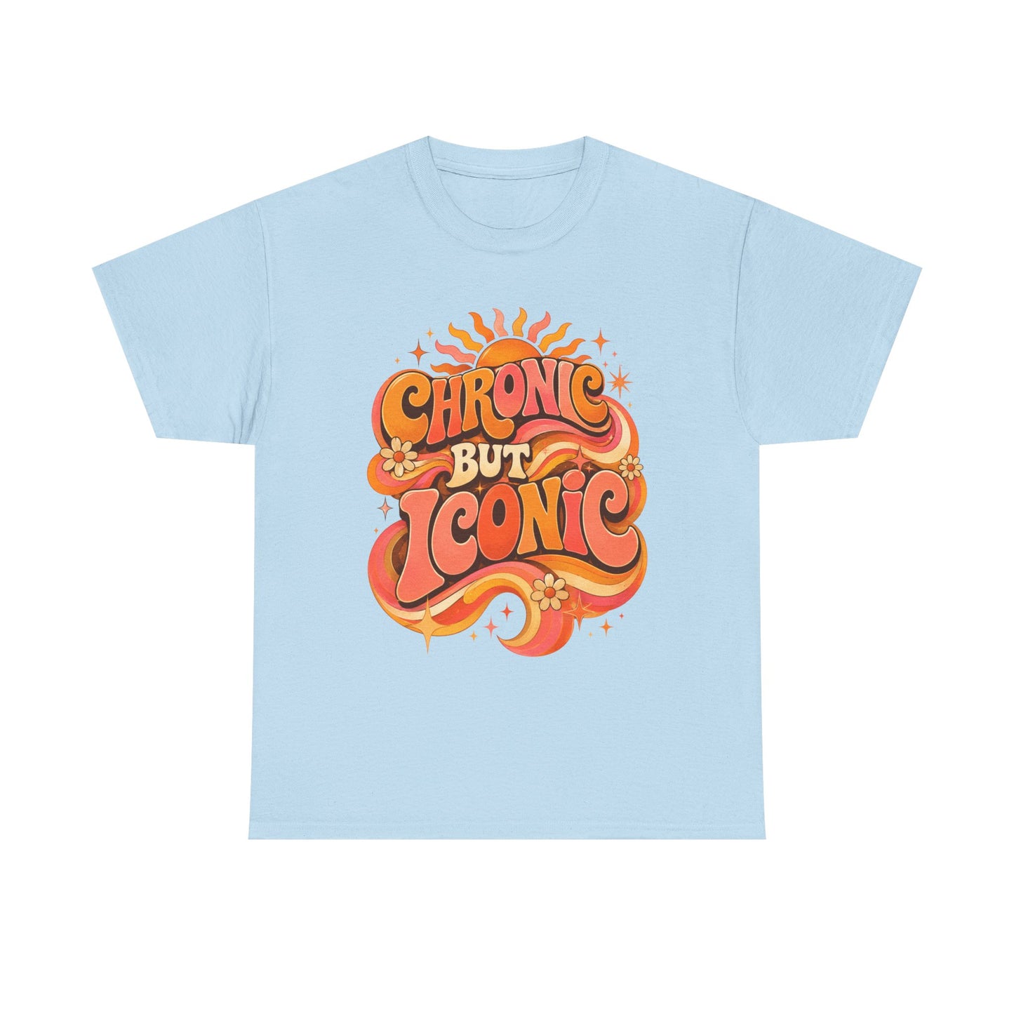 Chronic But Iconic T-Shirt — Retro 70s Sunflower Graphic Tee for Chronic Illness Awareness