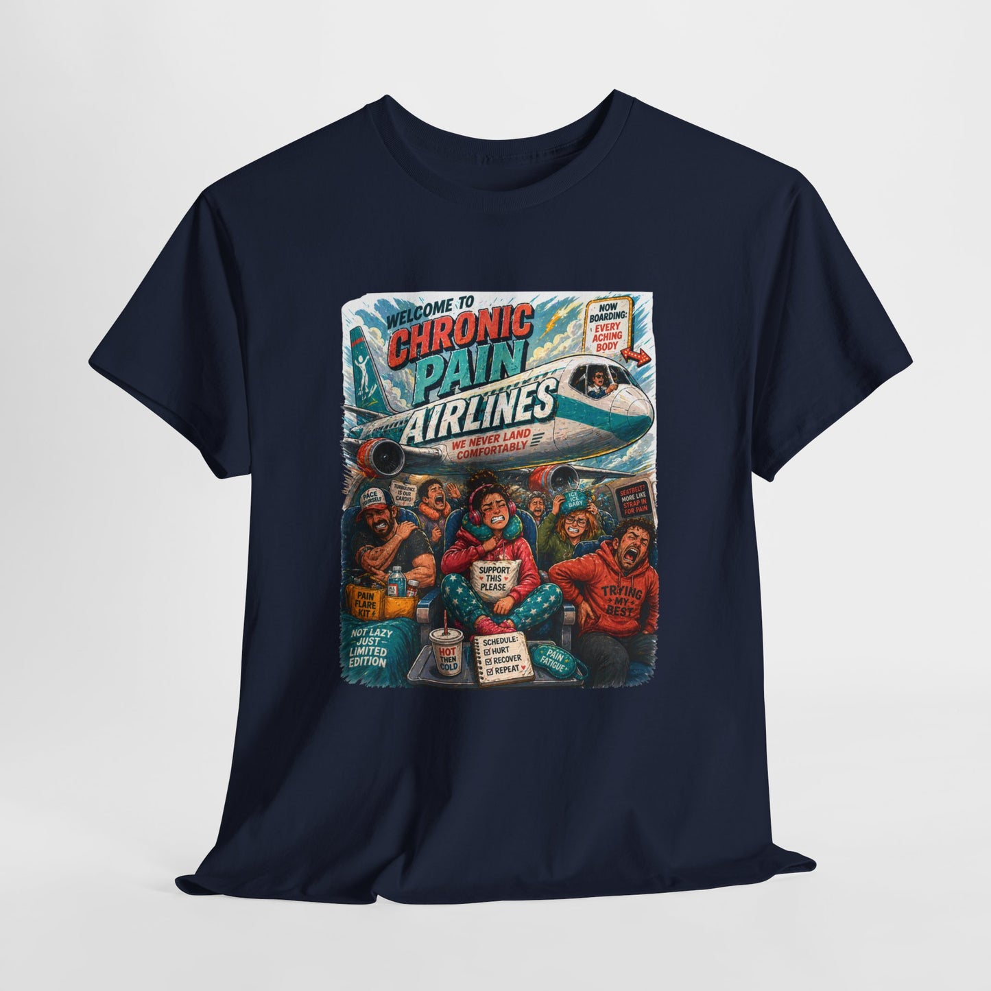 Chronic Pain Airlines Graphic Tee — Supportive Awareness Travel Vibe