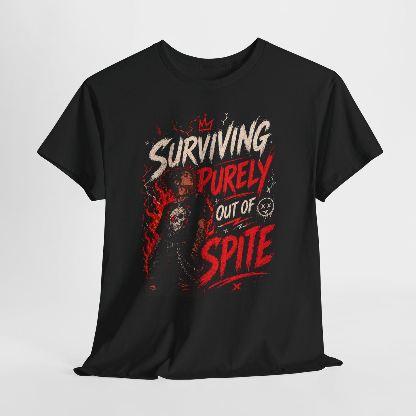 Surviving Purely Out Of Spite Tee — Edgy Motivational Graphic T-Shirt
